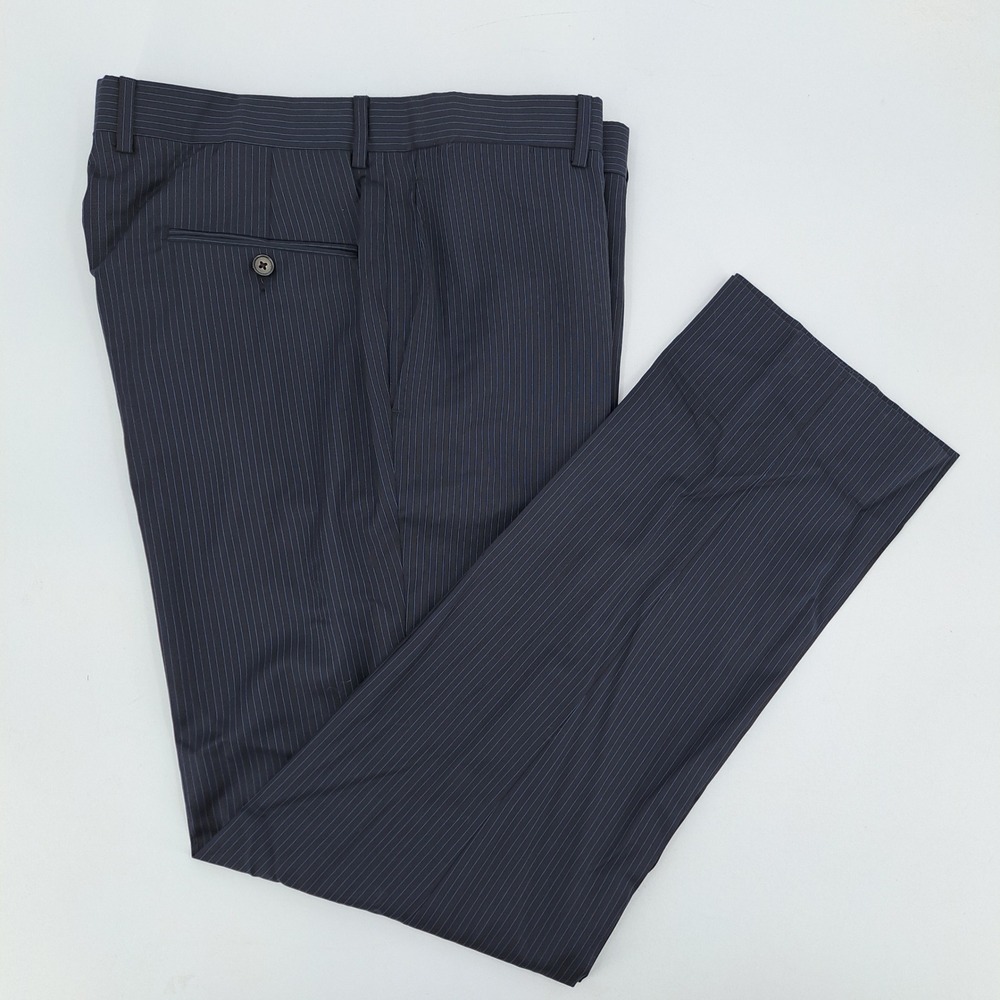 Ted Baker Endurance Dress Pants Mens 35R 100% Wool Navy Blue Pinstripe Jim CT